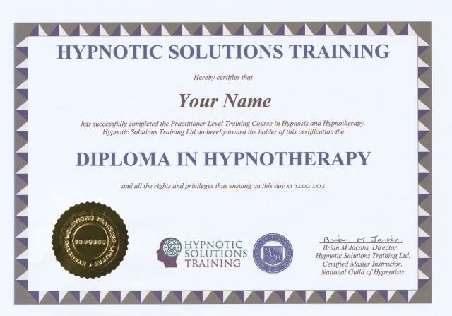 Hypnotherapy Diploma Certificate